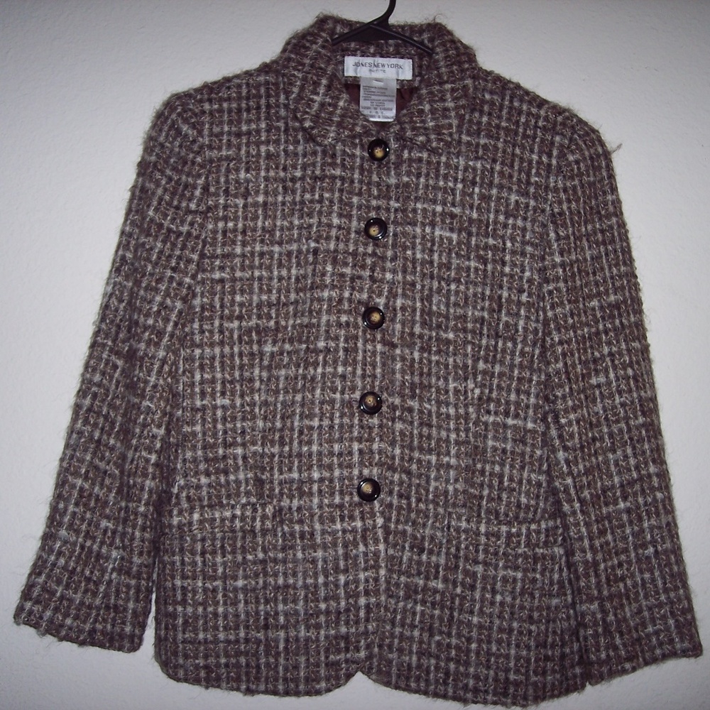 EUC Women’s Jones New York Wool Brown Blazer-10P Casual Work Dressy